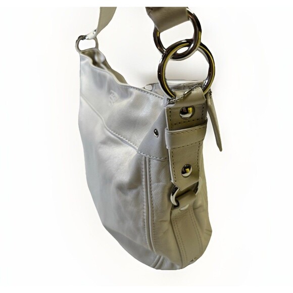 Coach Zoe Leather Hobo Shoulder Bag Ivory A1032-F14706 Dark Silver Hardware - Picture 4 of 10